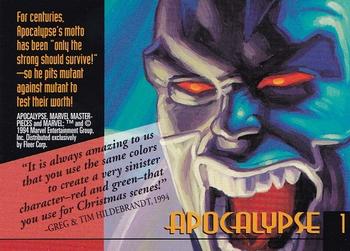 1994 Fleer Marvel Masterpieces Hildebrandt Brothers #1 Apocalypse Back
