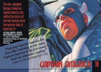 1994 Fleer Marvel Masterpieces Hildebrandt Brothers #18 Captain America Back
