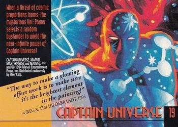 1994 Fleer Marvel Masterpieces Hildebrandt Brothers #19 Captain Universe Back
