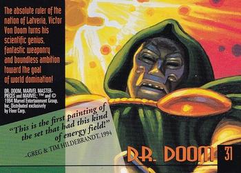 1994 Fleer Marvel Masterpieces Hildebrandt Brothers #31 Dr. Doom Back