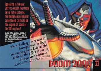 1994 Fleer Marvel Masterpieces Hildebrandt Brothers #33 Doom 2099 Back