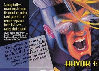 1994 Fleer Marvel Masterpieces Hildebrandt Brothers #48 Havok Back
