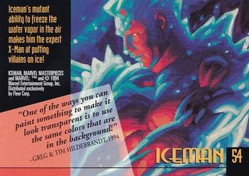 1994 Fleer Marvel Masterpieces Hildebrandt Brothers #54 Iceman Back