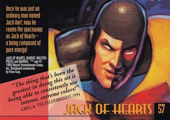 1994 Fleer Marvel Masterpieces Hildebrandt Brothers #57 Jack of Hearts Back