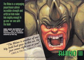 1994 Fleer Marvel Masterpieces Hildebrandt Brothers #100 Rhino Back