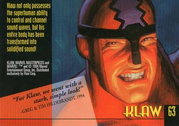 1994 Fleer Marvel Masterpieces Hildebrandt Brothers #63 Klaw Back