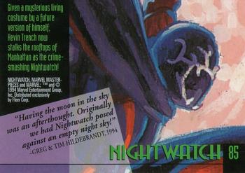 1994 Fleer Marvel Masterpieces Hildebrandt Brothers #85 Nightwatch Back