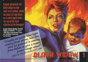1994 Fleer Marvel Masterpieces Hildebrandt Brothers - Gold Foil Signature #9 Black Widow Back