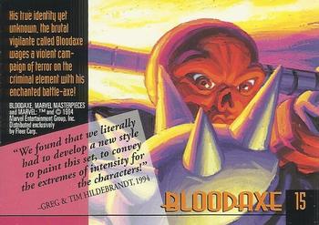1994 Fleer Marvel Masterpieces Hildebrandt Brothers - Gold Foil Signature #15 Bloodaxe Back