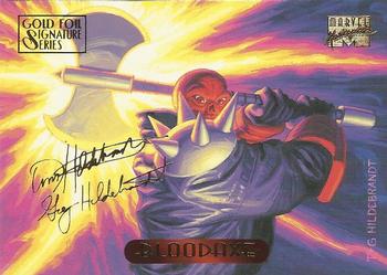 1994 Fleer Marvel Masterpieces Hildebrandt Brothers - Gold Foil Signature #15 Bloodaxe Front