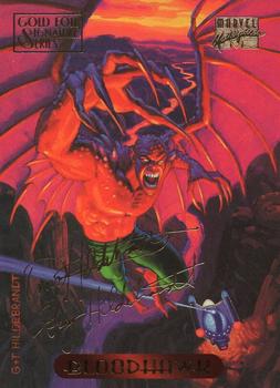 1994 Fleer Marvel Masterpieces Hildebrandt Brothers - Gold Foil Signature #16 Bloodhawk Front