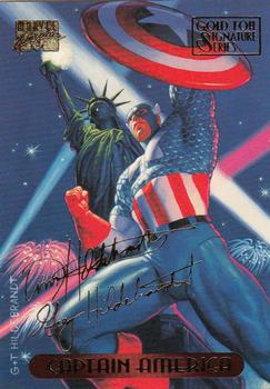 1994 Fleer Marvel Masterpieces Hildebrandt Brothers - Gold Foil Signature #18 Captain America Front