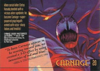 1994 Fleer Marvel Masterpieces Hildebrandt Brothers - Gold Foil Signature #20 Carnage Back