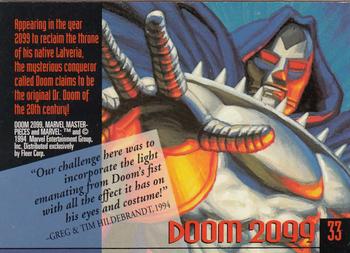 1994 Fleer Marvel Masterpieces Hildebrandt Brothers - Gold Foil Signature #33 Doom 2099 Back