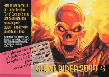 1994 Fleer Marvel Masterpieces Hildebrandt Brothers - Gold Foil Signature #43 Ghost Rider 2099 Back