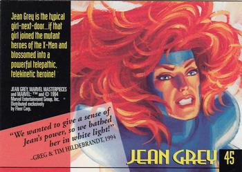 1994 Fleer Marvel Masterpieces Hildebrandt Brothers - Gold Foil Signature #45 Jean Grey Back