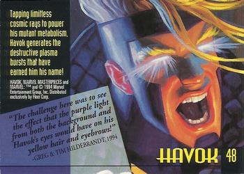1994 Fleer Marvel Masterpieces Hildebrandt Brothers - Gold Foil Signature #48 Havok Back