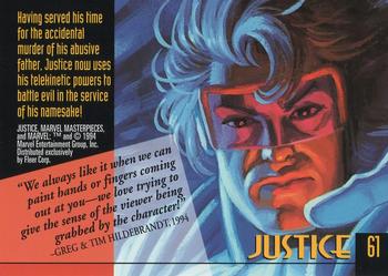 1994 Fleer Marvel Masterpieces Hildebrandt Brothers - Gold Foil Signature #61 Justice Back