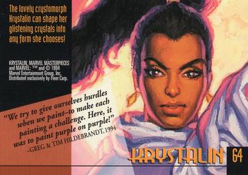 1994 Fleer Marvel Masterpieces Hildebrandt Brothers - Gold Foil Signature #64 Krystalin Back
