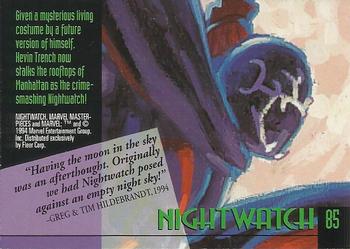 1994 Fleer Marvel Masterpieces Hildebrandt Brothers - Gold Foil Signature #85 Nightwatch Back