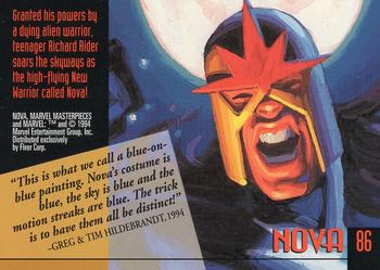 1994 Fleer Marvel Masterpieces Hildebrandt Brothers - Gold Foil Signature #86 Nova Back