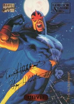 1994 Fleer Marvel Masterpieces Hildebrandt Brothers - Gold Foil Signature #86 Nova Front