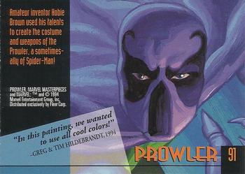 1994 Fleer Marvel Masterpieces Hildebrandt Brothers - Gold Foil Signature #91 Prowler Back