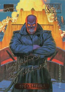 1994 Fleer Marvel Masterpieces Hildebrandt Brothers - Gold Foil Signature #99 Red Skull Front