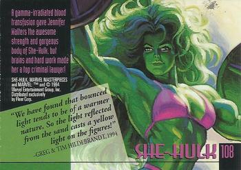 1994 Fleer Marvel Masterpieces Hildebrandt Brothers - Gold Foil Signature #108 She-Hulk Back
