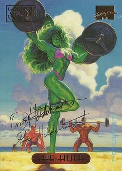 1994 Fleer Marvel Masterpieces Hildebrandt Brothers - Gold Foil Signature #108 She-Hulk Front