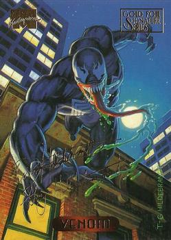 1994 Fleer Marvel Masterpieces Hildebrandt Brothers - Gold Foil Signature #131 Venom Front