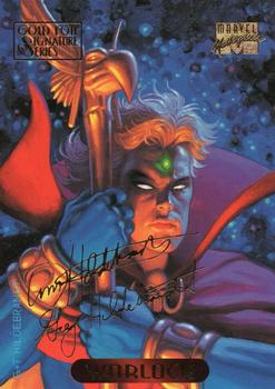 1994 Fleer Marvel Masterpieces Hildebrandt Brothers - Gold Foil Signature #134 Warlock Front