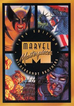 1994 Fleer Marvel Masterpieces Hildebrandt Brothers - Gold Foil Signature #140 Checklist Front