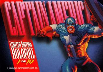 1994 Fleer Marvel Masterpieces Hildebrandt Brothers - Silver Holofoils #1 Captain America Back