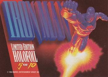 1994 Fleer Marvel Masterpieces Hildebrandt Brothers - Silver Holofoils #5 Iron Man Back