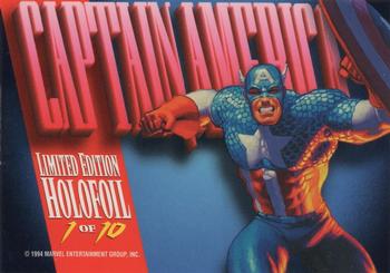 1994 Fleer Marvel Masterpieces Hildebrandt Brothers - Gold Holofoils #1 Captain America Back