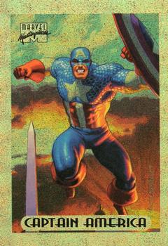 1994 Fleer Marvel Masterpieces Hildebrandt Brothers - Gold Holofoils #1 Captain America Front