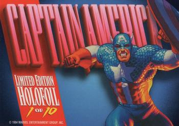 1994 Fleer Marvel Masterpieces Hildebrandt Brothers - Bronze Holofoils #1 Captain America Back
