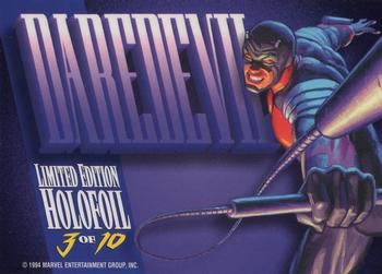 1994 Fleer Marvel Masterpieces Hildebrandt Brothers - Bronze Holofoils #3 Daredevil Back