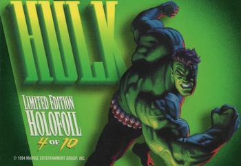 1994 Fleer Marvel Masterpieces Hildebrandt Brothers - Bronze Holofoils #4 Hulk Back