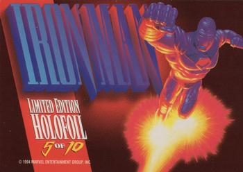 1994 Fleer Marvel Masterpieces Hildebrandt Brothers - Bronze Holofoils #5 Iron Man Back