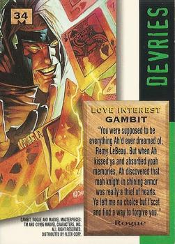 1995 Fleer Marvel Masterpieces #34 Gambit Back