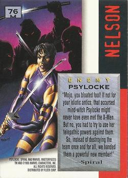 1995 Fleer Marvel Masterpieces #76 Psylocke Back