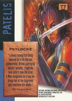 1995 Fleer Marvel Masterpieces #77 Psylocke Back