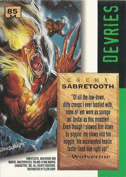 1995 Fleer Marvel Masterpieces #85 Sabretooth Back