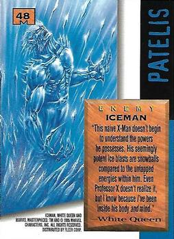 1995 Fleer Marvel Masterpieces - E-Motion Signature Series #48 Iceman Back