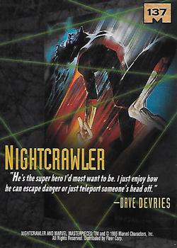 1995 Fleer Marvel Masterpieces - E-Motion Signature Series #137 Nightcrawler Back