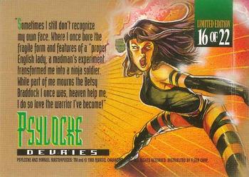 1995 Fleer Marvel Masterpieces - Canvas #16 Psylocke Back