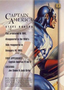 1996 Fleer/SkyBox Marvel Masterpieces #7 Captain America Back