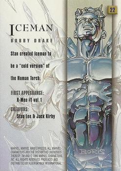 1996 Fleer/SkyBox Marvel Masterpieces #22 Iceman Back